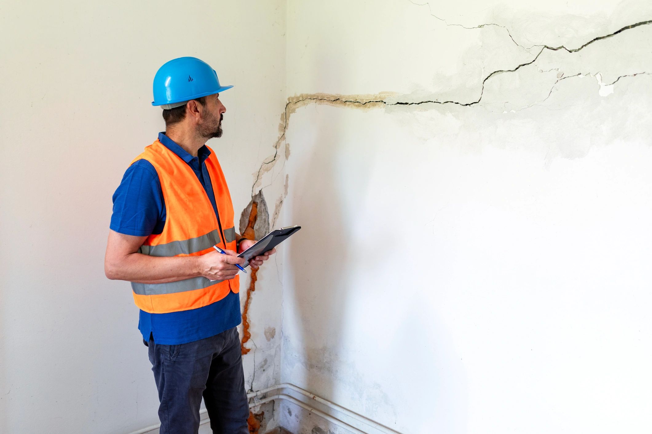 Property inspection in progress at a house